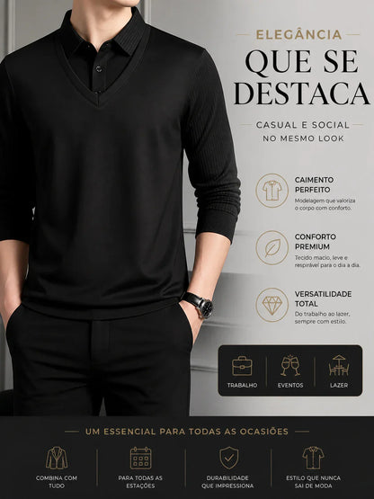 Camisa Masculina Polo V-Line Premium Casual e Social