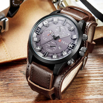 Relógio Masculino Esportivo Ktevi - Leather Bracelet