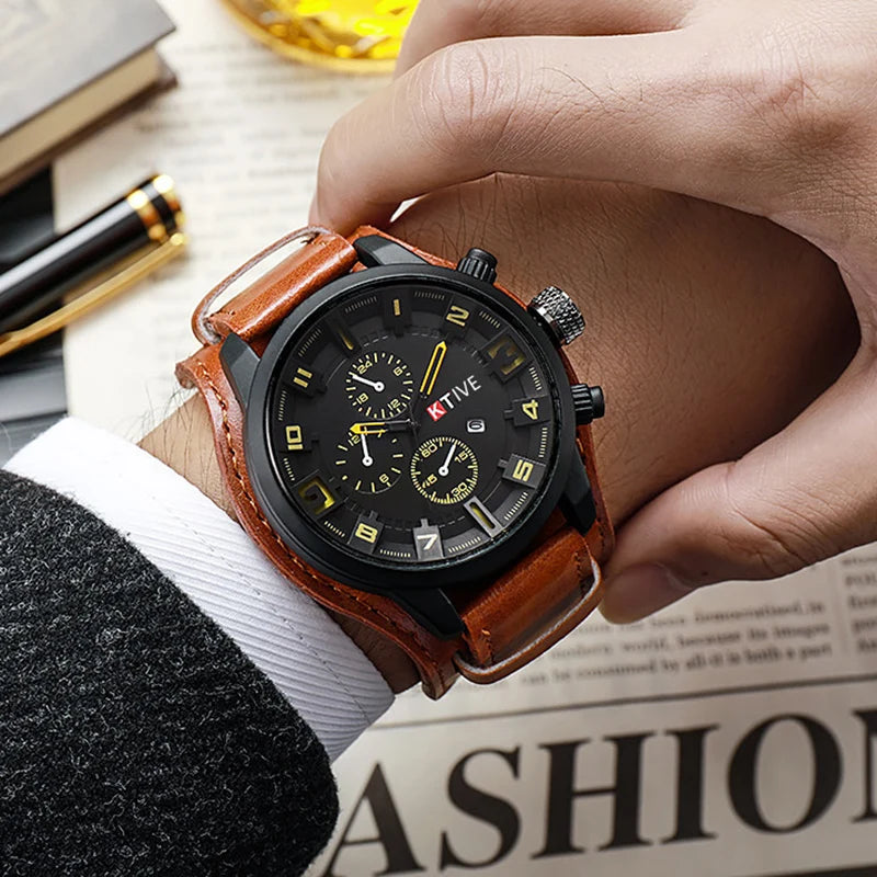 Relógio Masculino Esportivo Ktevi - Leather Bracelet