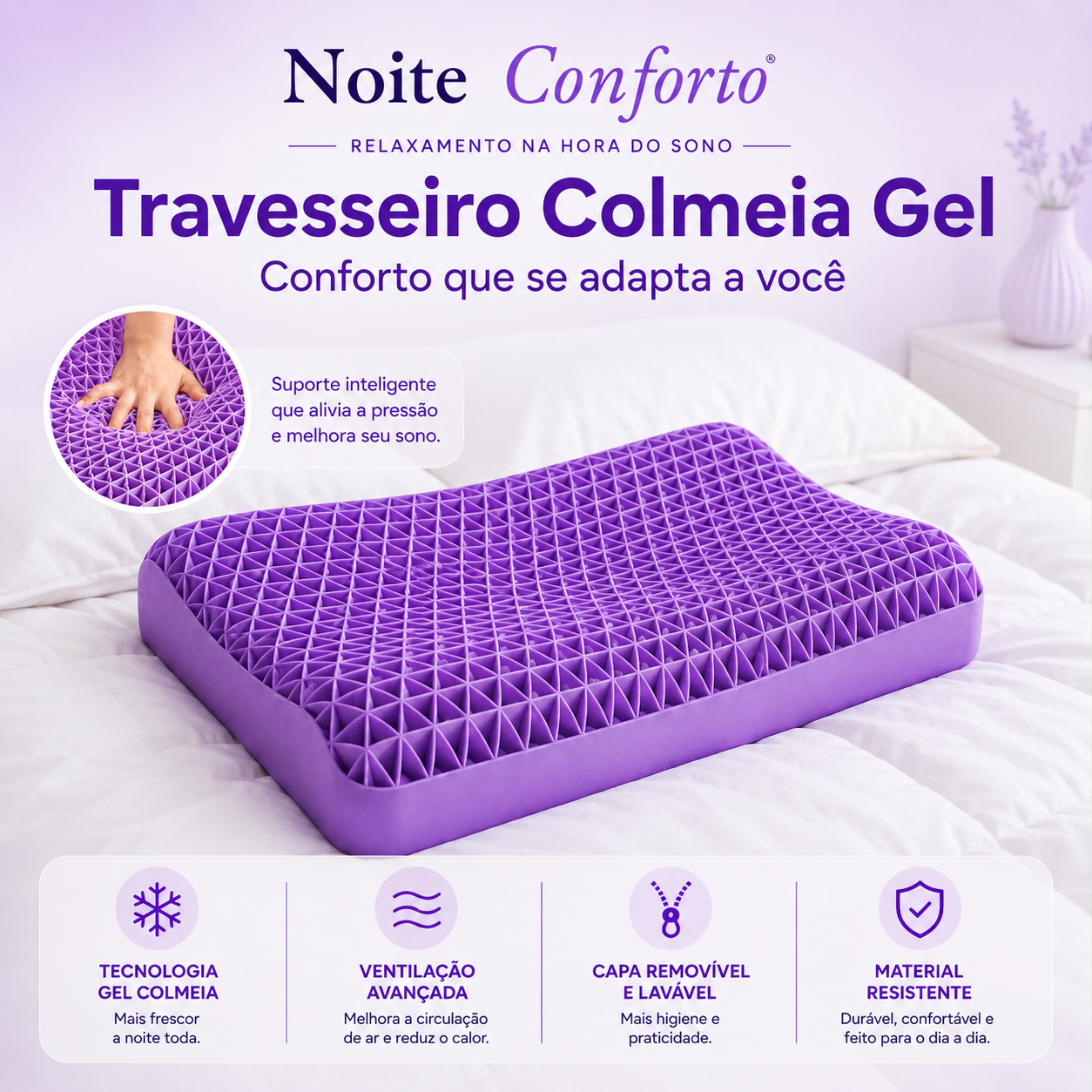 Travesseiro Gel Colmeia Noite Conforto™