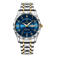 Prata e dourado com azul