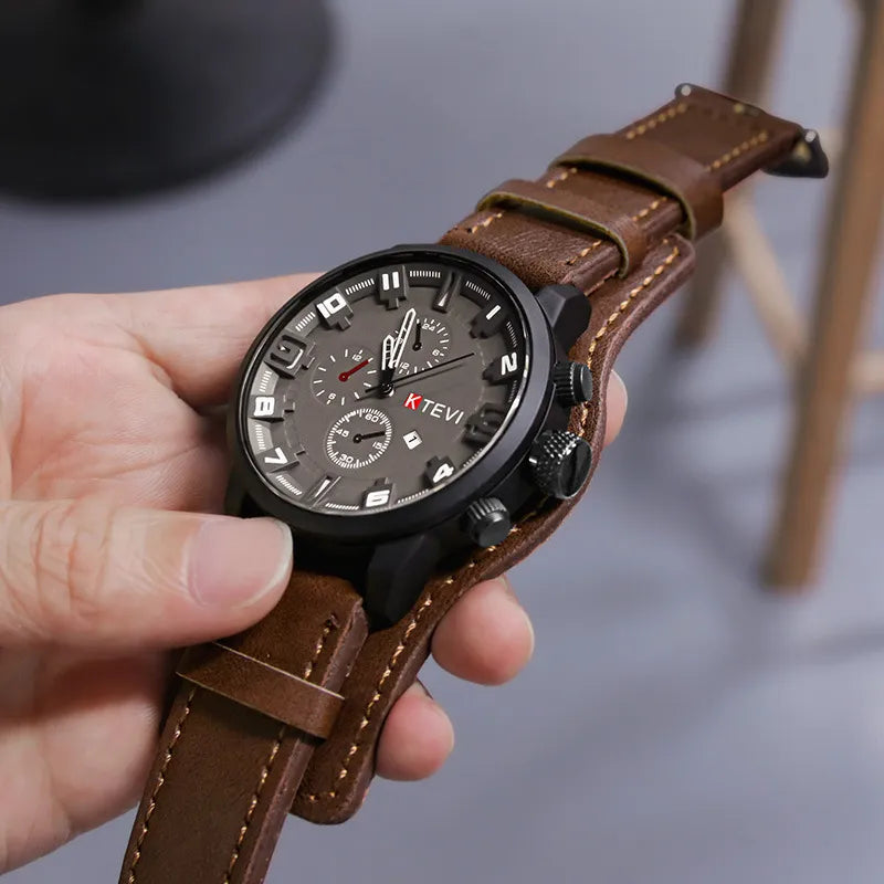 Relógio Masculino Esportivo Ktevi - Leather Bracelet