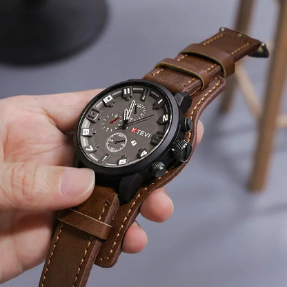 Relógio Masculino Esportivo Ktevi - Leather Bracelet